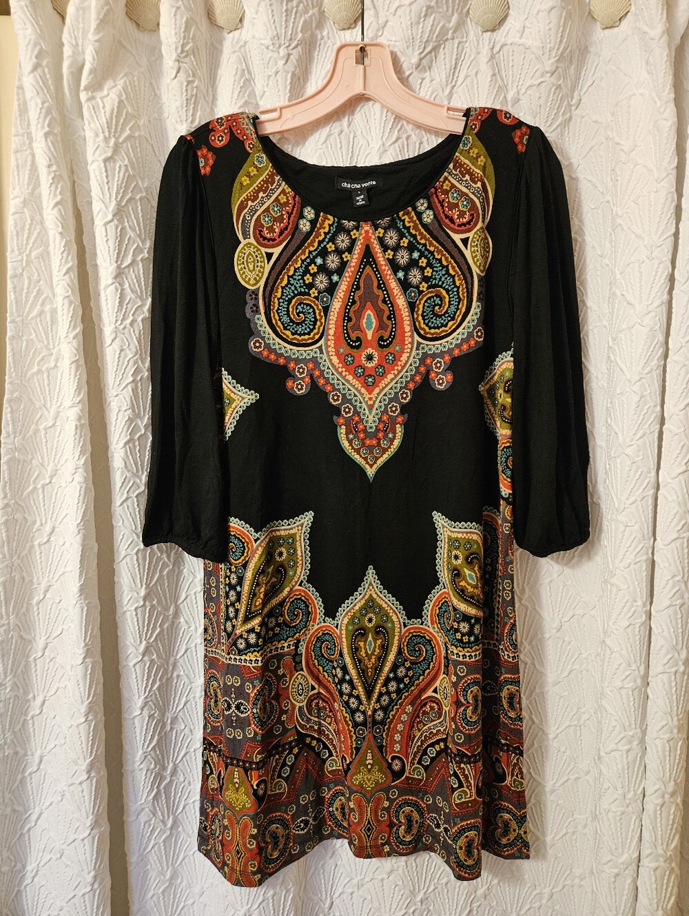 Cha Cha Vente Black Paisley-Print Women’s Dress